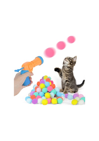 Microcase Peluş Top Atan Kedi OyuncağıAtma Tabancası Al4299 Mavi - Turuncu