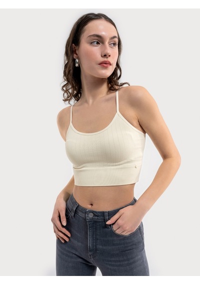 Crop Kadın Atlet ekru