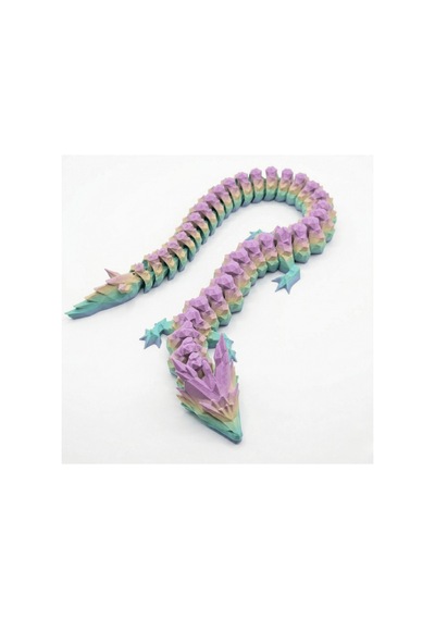 Pastel Gökkuşağı 40 Cm Hareketli Eklemeli Ejderha Figürü - Özel Tasarım 3d Baskı Hediye