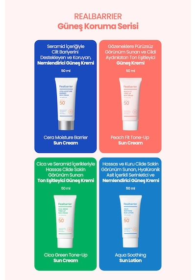 Ciltte Pürüzsüz Görünüm Sunan Ton Eşitleyici Güneş Kremi Realbarrıer Peach Fit Tone-up Sun Cream