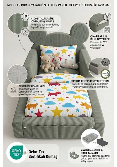 Mini Nest 6 Sı 1 Arada Modüler Bebek Oyun Parkı, Park Yatak, Beşik, Baza, Oyun Alanı Ve Top Havuzu
