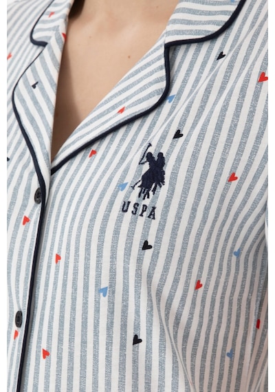 U.s. Polo Assn. Kadın Önden Düğmeli Boydan Patlı Kısa Kol Pijama Takım lacivert