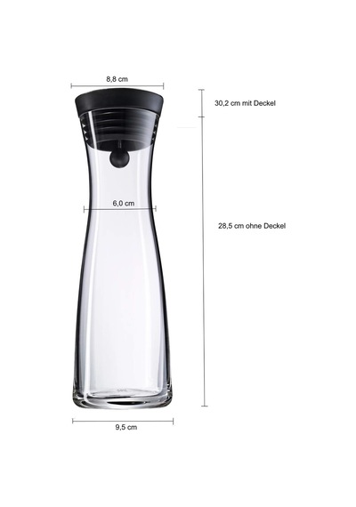 Basic Cam Sürahi, 1 L, Silikon Kapaklı, Closeup Kapak Sistemli, Cam Su Sürahisi