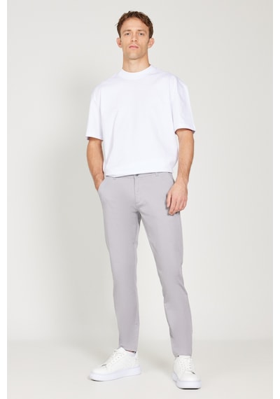AC&Co / Altınyıldız Classics Erkek Grı Slim Fit Dar Kesim Pamuklu Esnek Chino  Pantolon Gri