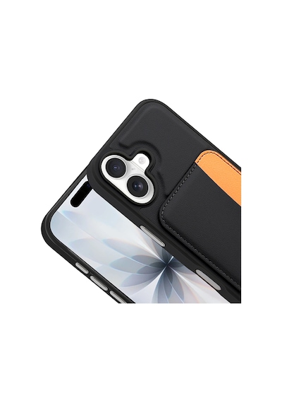 Apple Uyumlu iPhone 16 Kılıf Kartlıklı Zore X-kart Silikon Kapak - Turuncu Turuncu