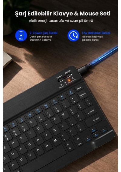 Delux Serisi Ev Hafif Sessiz Kablosuz Klavye Mouse Seti Tmk04 Beyaz Diğer