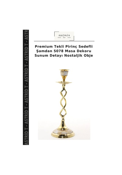 Premium Tekli Pirinç Sedefli Şamdan 5078 Masa Dekoru Sunum Detayı Nostaljik Obje Çok Renkli