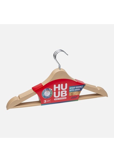 Huub Ahşap Desenli Askı 3'lü Paket Diğer