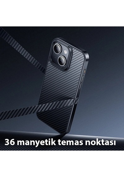 Hoco Apple İphone Uyumlu 15 Plus As7 Kevlar Kılıf Manyetik Magsafeli Telefon Kılıfı- 5775