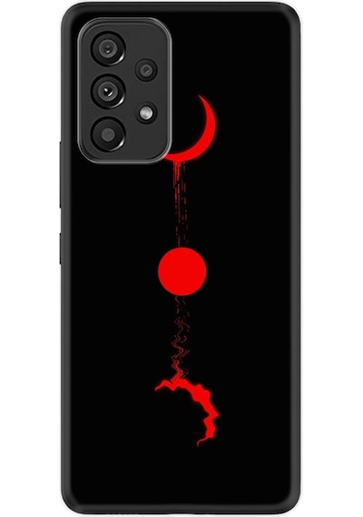 Samsung Uyumlu A53 Kılıf Silikon Desen Red Moon 1710