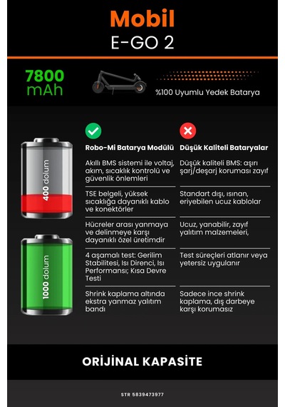 Mobil Urban E-go 2 / 36v 7800mAh Elektrikli Scooter Bataryası