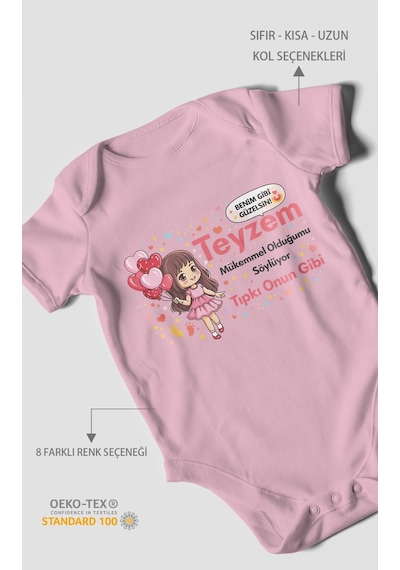 Morivokids Teyzeye Özel Kısa Kollu Bebek Body %100 Pamuk Zbn89-kk Koyu Pembe
