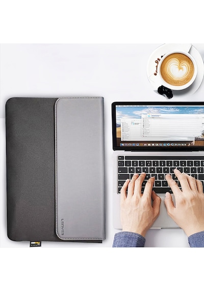 Lenyes Lb503 Darbe Emici Su Geçirmez Pu Cordura Kumaş 13-14 İnç Laptop Çantası Siyah Siyah
