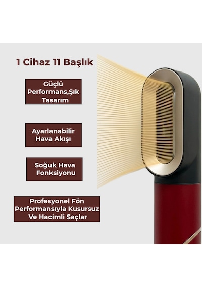 Robx 11 In 1 Multi Styler Sıcak Soğuk Hava Üflemeli Saç Şekillendirme Kurutma Çok Fonksiyonlu Set