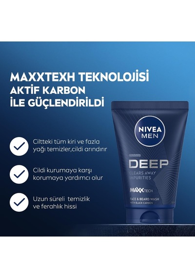 Men Erkek Yüz Ve Sakal Temizleme Jeli Deep Dimension 100 Ml,nemlendirici,yağ Arındırıcı,aktif Karbon,gün Boyu Fer