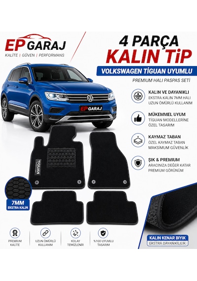 Volkswagen Tiguan Uyumlu Halı Paspas 4 Parça Kalın Tip Ep Garaj
