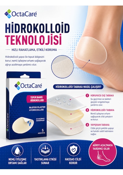 Hidrokolloid Topuk Bandı 5 Adet Su Geçirmez Topuk Koruyucu Nasır Ve Su Toplamasına Karşı Koruma
