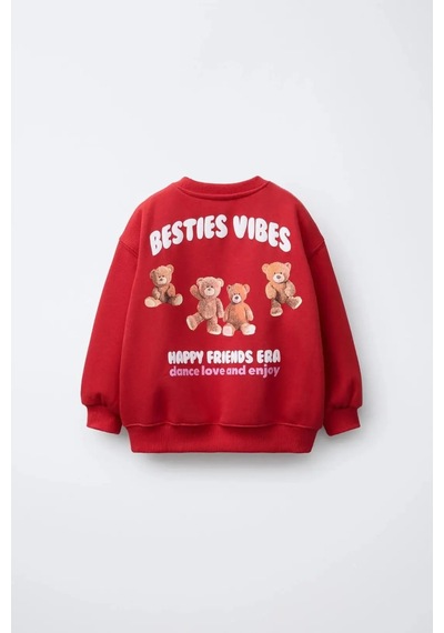Poala Kids Bear Sweatshirt Kırmızı