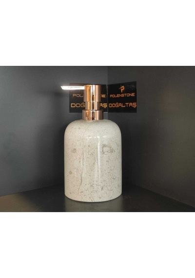 Bej Mermer Sıvı Sabunluk Rose Gold Pompalı Gold