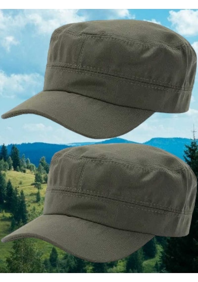 Tezzgelsin Unisex Pamuklu Castro Şapka 2 Adet Haki Yeşil Haki Yeşil