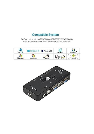 4 Port USB KVM Switch 4 PC Kasa Tek Kontrol Çoklu VGA