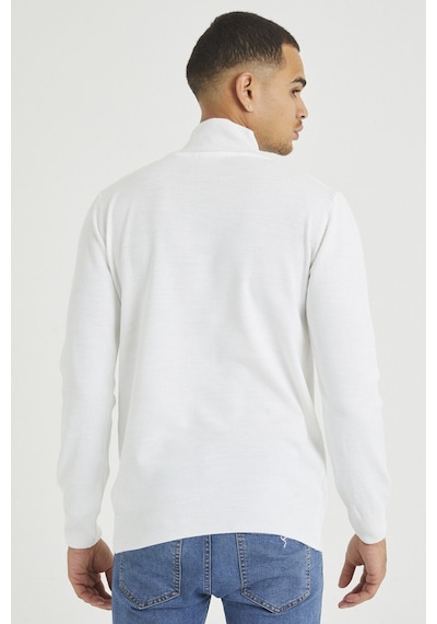 Beyaz Erkek Slim Fit Yarım Balıkçı Yaka Akrilik-pamuk Karışımlı Basic Triko Kazak Beyaz