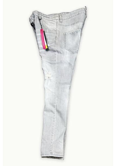 Barmore Grey Wash Jean Badge Patch Erkek Gri