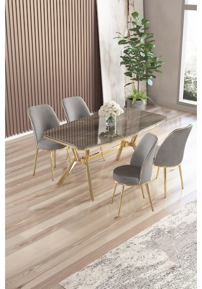Canisa Lena Serisi 90x160 Lak Panel Antrasit İroni Gold Kaplama Ayaklı Masa Takımı Ve 4 Gri Sandalye Antrasit İroni Masa Gri Sandalye Canisa Lena Serisi 90x160 Lak Panel Antrasit İroni Gold Kaplama Ayaklı Masa Takımı Ve 4 Gri Sandalye Antrasit İroni Masa Gri Sandalye