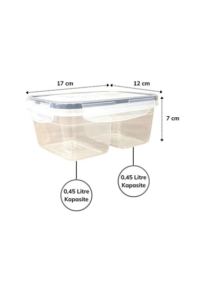 2 Bölmeli 0,45 Lt + 0,45 Lt Saklama Beslenme Kabı Lunch Box Plastik Turuncu Diğer