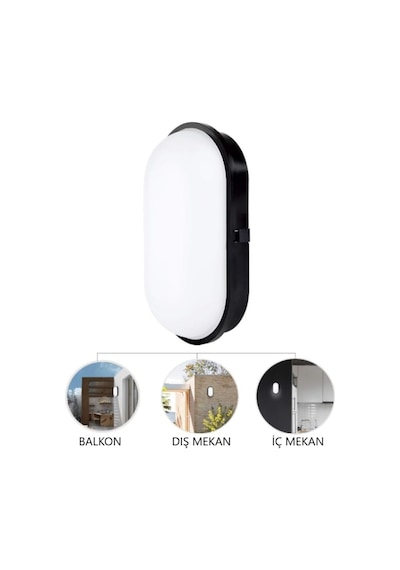 Su Geçirmez 20w Siyah Kasa Gün Işık 4200k Bahçe Teras Banyo İç Dış Mekan Led Işık 2000lm 1 Adet
