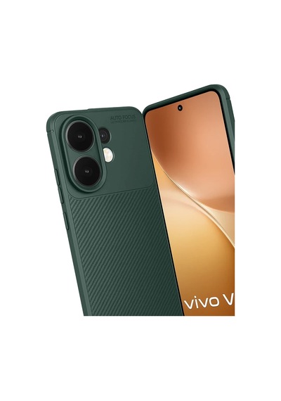Vivo V60 5g Uyumlu Auto Focus Karbon Kapak - Koyu Yeşil