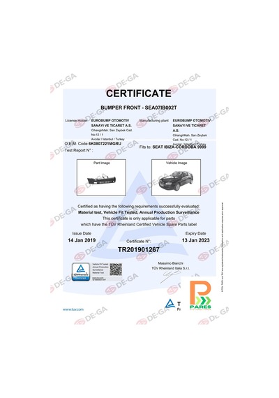 Seat Ibıza Ön Tampon 9902 Tüv