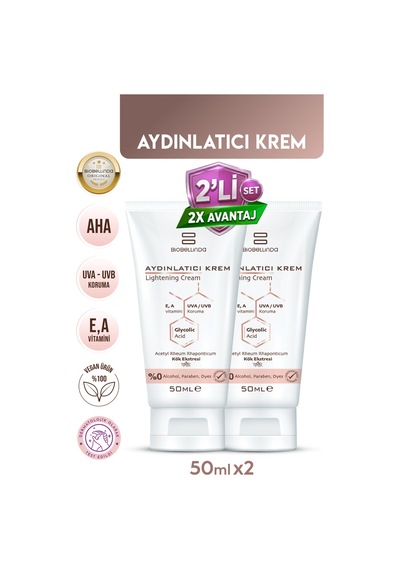 Aydınlatıcı Krem Vitaminli & Mineralli Beyazlaştırıcı 50 Ml 2'li Set