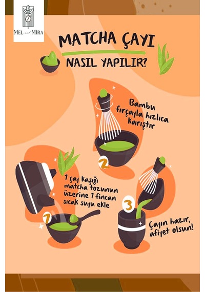 Portakal Aromalı Matcha Tozu 25g, Orange Matcha Powder