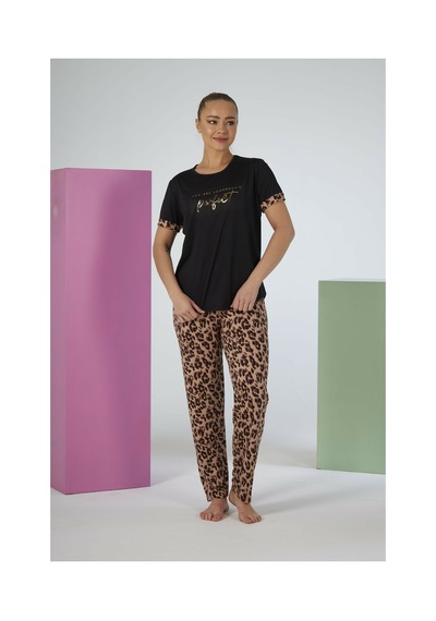 Estiva Kadın Kaplan Alt Desenli Kısa Kollu Soft Pijama Takımı Çok renkli Estiva Kadın Kaplan Alt Desenli Kısa Kollu Soft Pijama Takımı Çok renkli