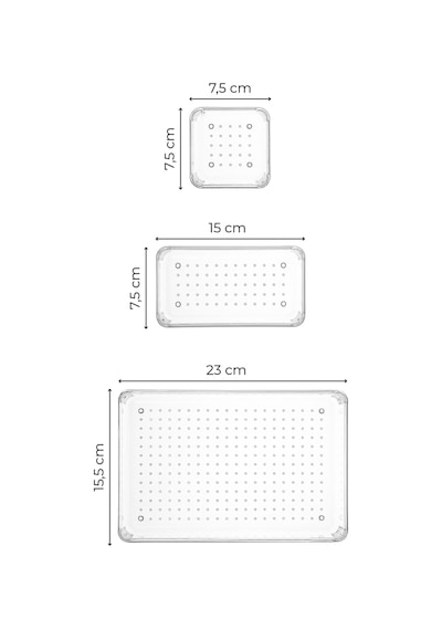 Vienev 5li Şeffaf Çekmece Içi Düzenleyici Organizer 1x O.dkdrtgn 2x K.dkdrtgn, K.kare