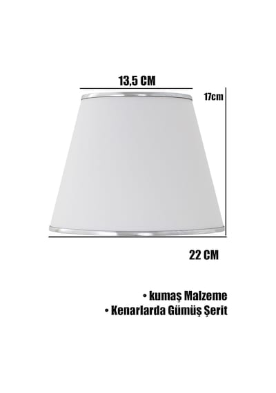 Beyaz Gümüş Şeritli İkili Modern Abajur Şapkası Beyaz