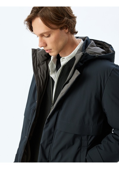 Koton Anorak Mont Slim Fit Fermuarlı Lacivert 5wam00008hw Lacivert