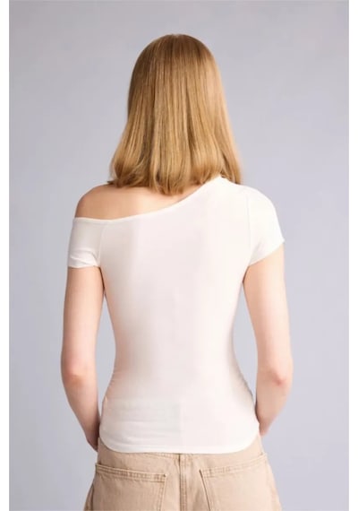 Defacto Fıtted Omzu Açık Modal Kısa Kollu Tişört G5383ax26spwt32 Beyaz-wt32
