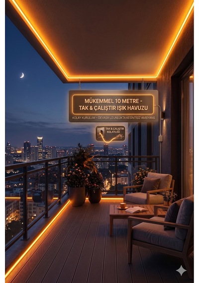 10 Metre Amber 220v Neon Led Şerit ,tak Çalıştır Set, Fişli Esnek Şerit Led, ,turuncu Led,mutfak,tezgah Ledi, Neon Led Şerit Işık ,ambiyans Işık Havuzu, Balkon, Teras Ve Ev İçin Dekoratif Led