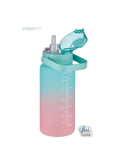 Vagonlife 1500ml -yenilenen Renkler- Pipetli/pipetsiz Kullanım Çift Renk Softtouch Motivasyon Matarası Çıkartma Hed Genel