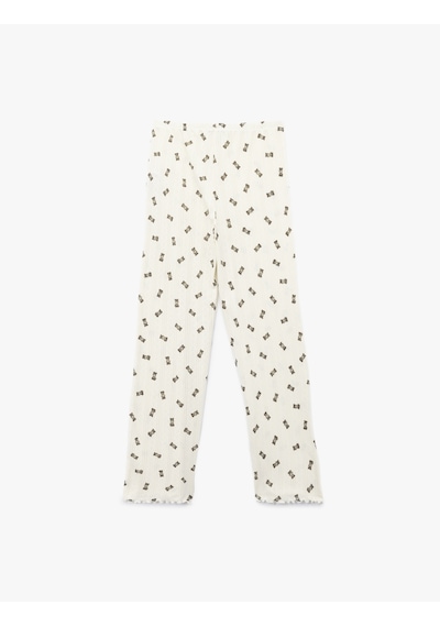 Koton Pamuklu Rahat Kalıp Ayıcık Baskılı Pijama Altı Ekru Desenli 7wlk40050mk