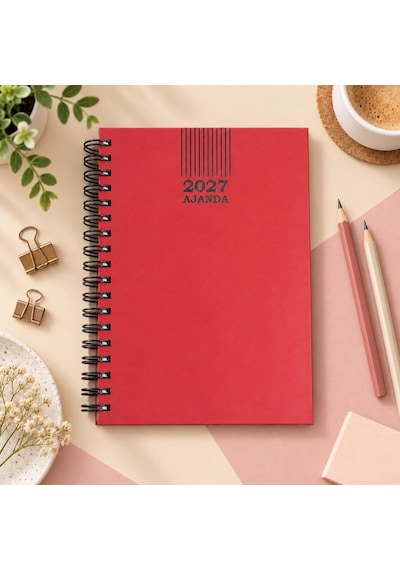 Ofisinn 2027 17x24 Cm Sert Kapak Spiralli Günlük Ajanda Planlayıcı Kırmızı