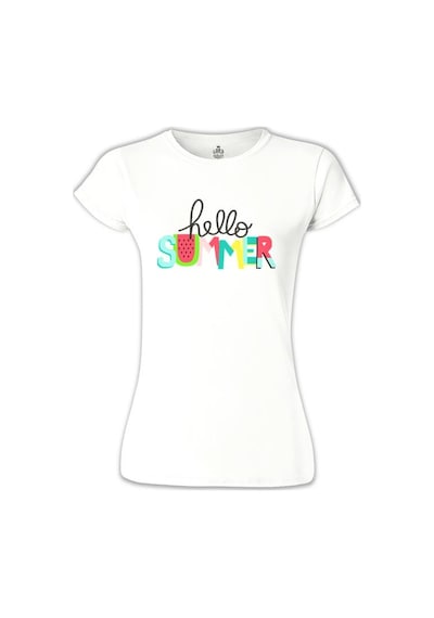 Hello Summer - Watermelon Beyaz Kadın Tshirt 001