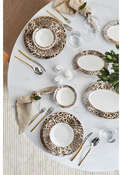Karaca  Elegance Bone Leona 56 Parça 12 Kişilik Yemek Takımı Gold