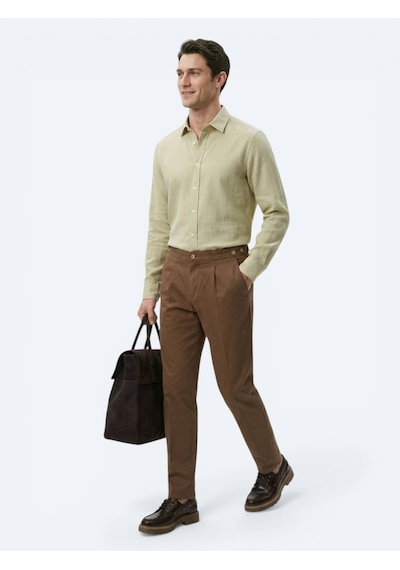 Kip Bakır Düz Dokuma Regular Fit Casual Pamuk Karışımlı Pantolon