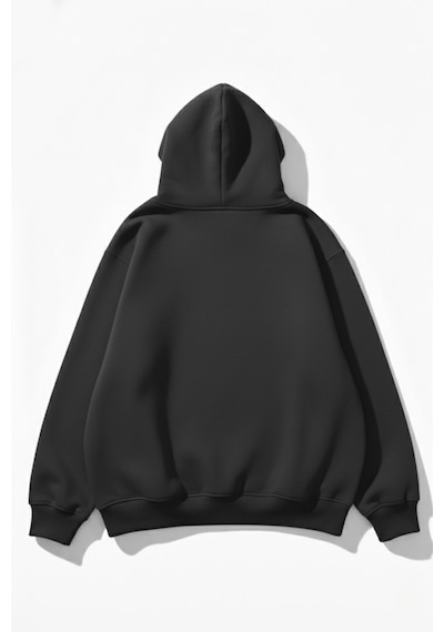 Uyguntarz Unisex Yumuşak Dokulu 3'lü Dudak Baskılı Tasarım Oversize 3 İplik Hoodie Sweatshirt Gri