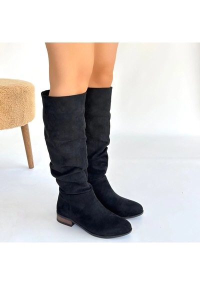 Naturalshoess Winda Siyah Süet Körüklü Çizme
