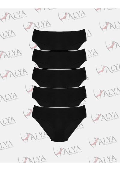 Alya Underwear  Kadın Pamuklu Hipster - Slip Külot 5 Farklı Renk 1 Pakette Siyah
