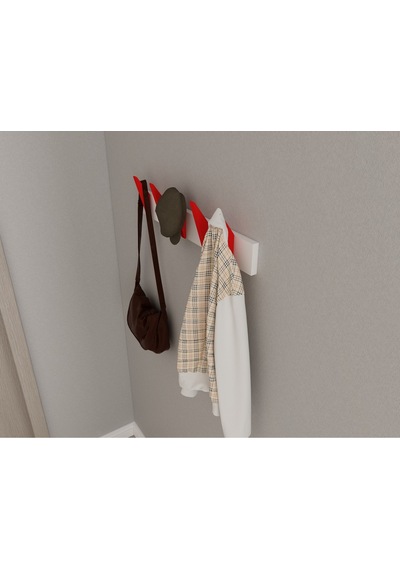 Hepsi3boyutlu Modern Duvar & Kapı Kanca Askılık - 5 Adet Kırmızı Kanca Askılık - Model No : 4 Kırmızı